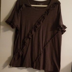 Charcoal grey short sleeved ruffle top